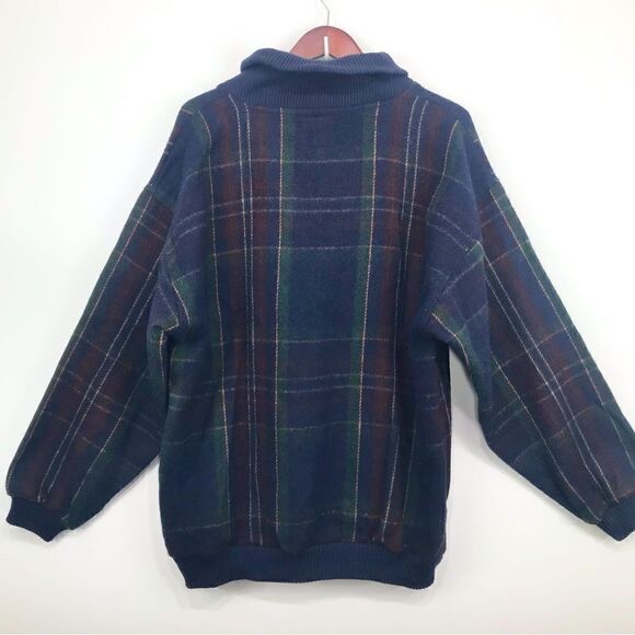 Retro Series by DSI Blue Green Plaid 100% Wool Retro Pullover - Picture 6 of 13